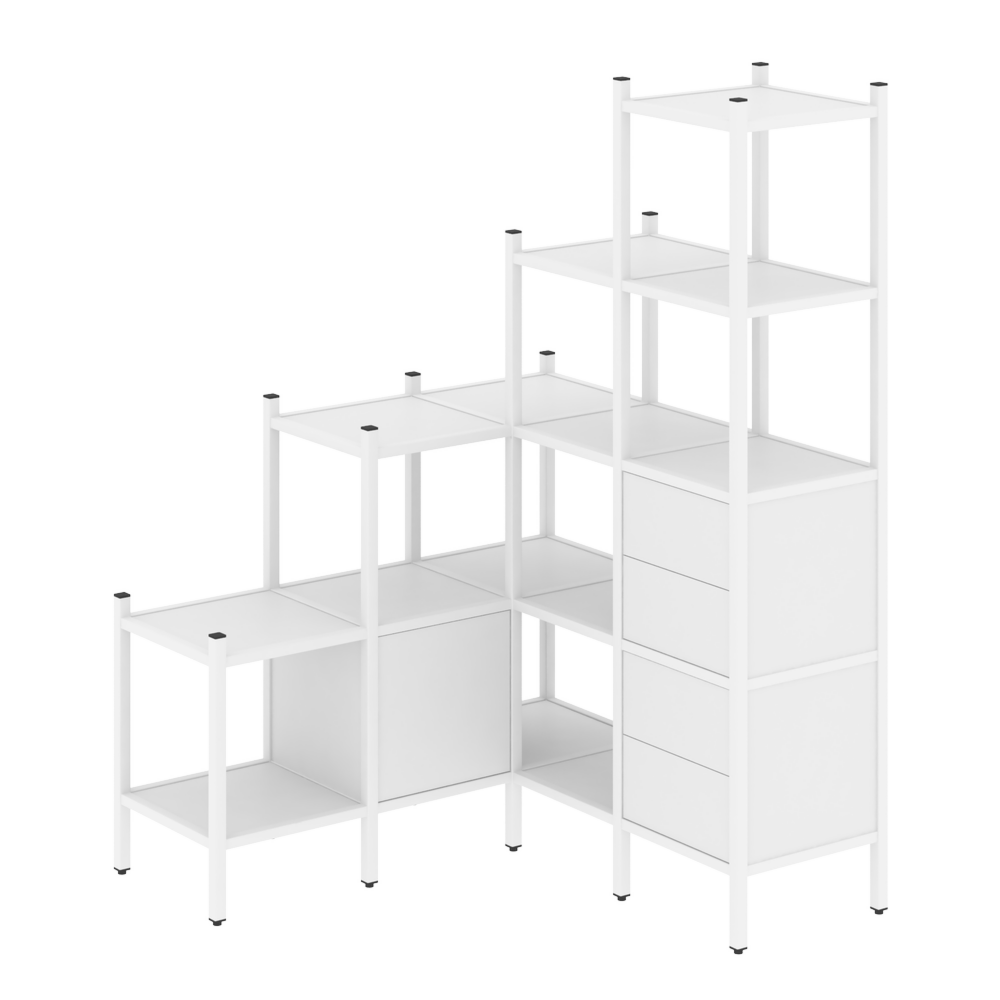 Угловой внутренний стеллаж наборный