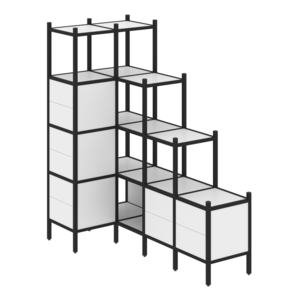 Угловой внутренний стеллаж наборный