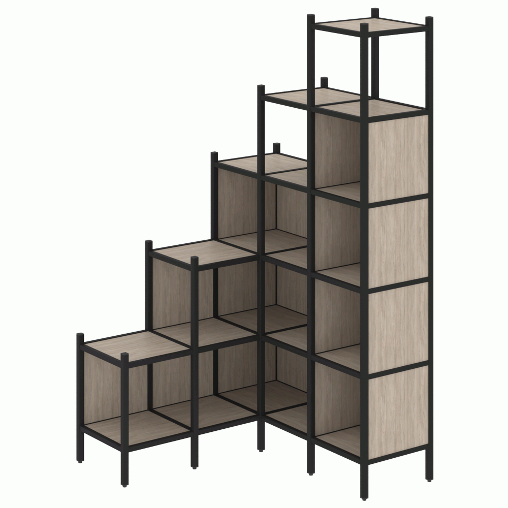 Угловой внутренний стеллаж наборный