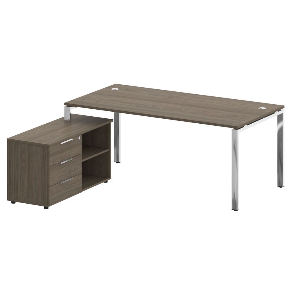 Стол рабочий руководителя с опорной тумбой левый