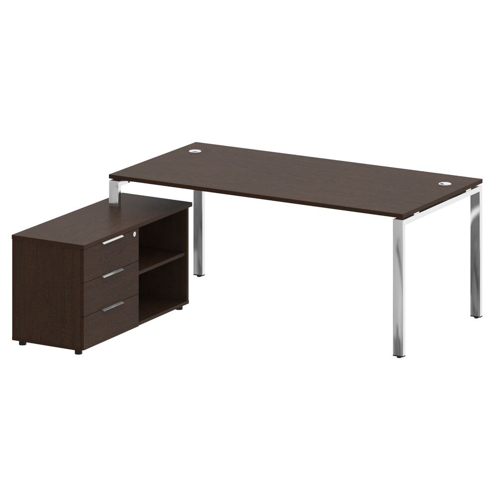 Стол рабочий руководителя с опорной тумбой левый