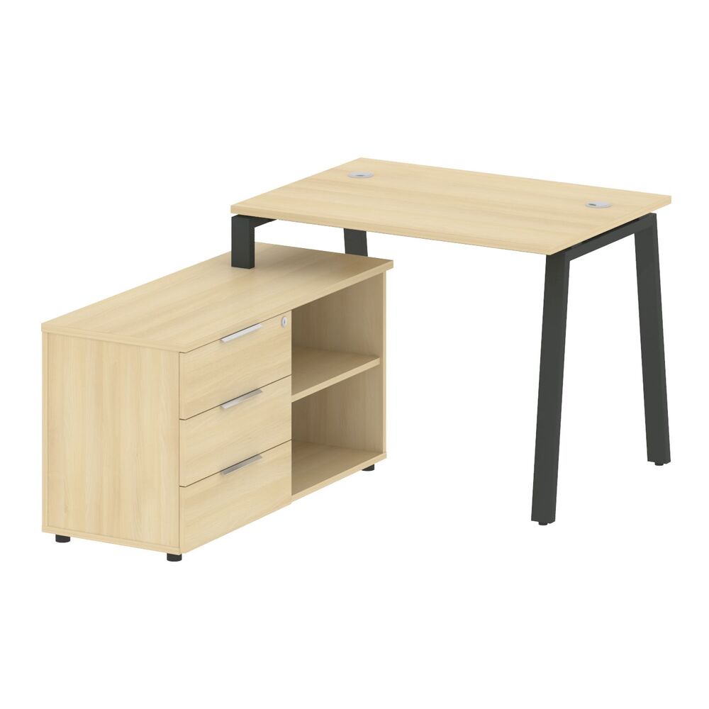 Рабочая станция на А-образном м/к с опорной тумбой левая