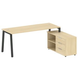 Рабочая станция на А-образном м/к с опорной тумбой правая