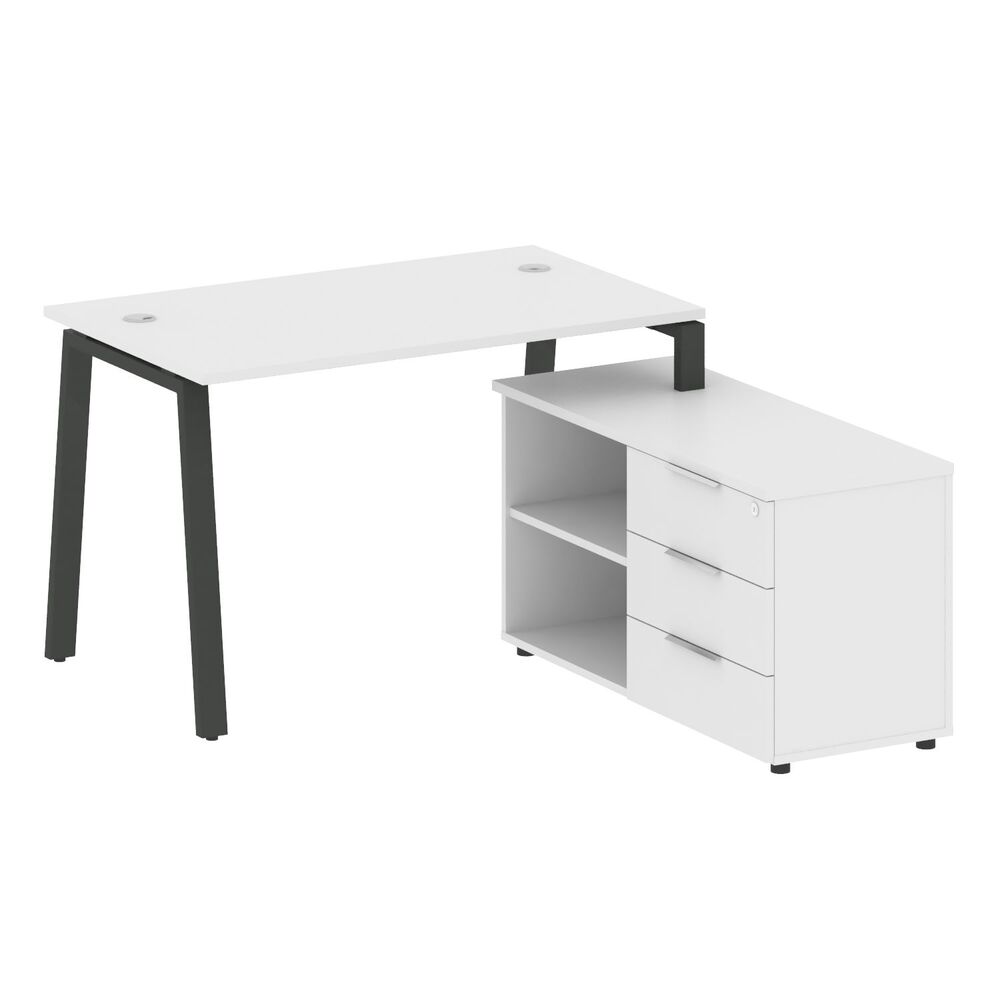 Рабочая станция на А-образном м/к с опорной тумбой правая