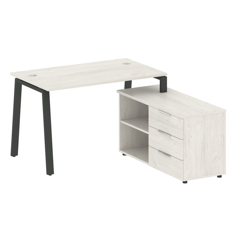 Рабочая станция на А-образном м/к с опорной тумбой правая