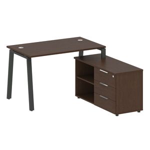 Рабочая станция на А-образном м/к с опорной тумбой правая