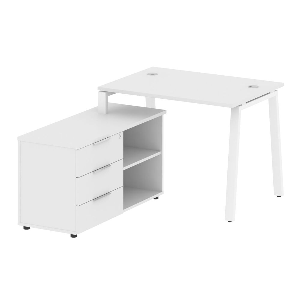 Рабочая станция на А-образном м/к с опорной тумбой левая