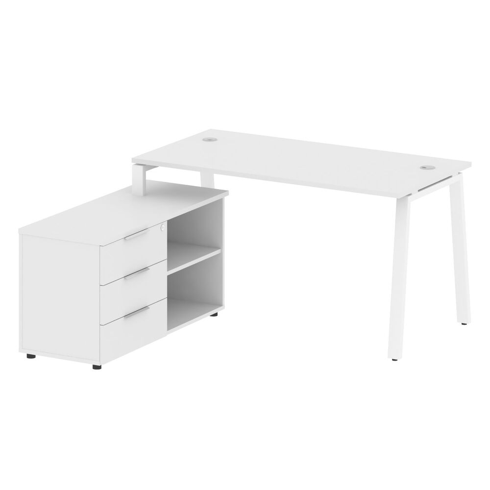 Рабочая станция на А-образном м/к с опорной тумбой левая