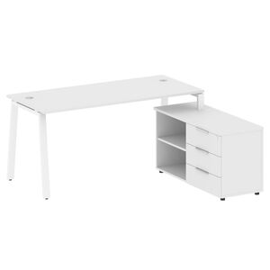 Рабочая станция на А-образном м/к с опорной тумбой правая