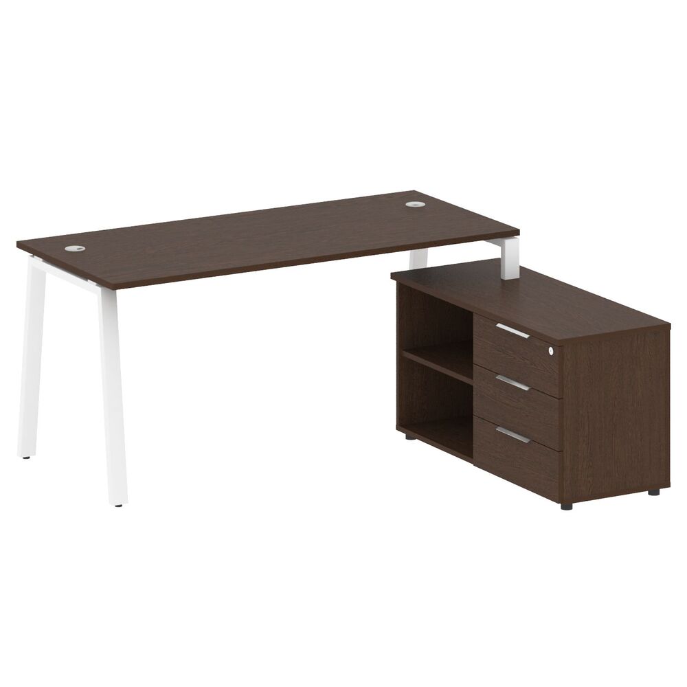 Рабочая станция на А-образном м/к с опорной тумбой правая