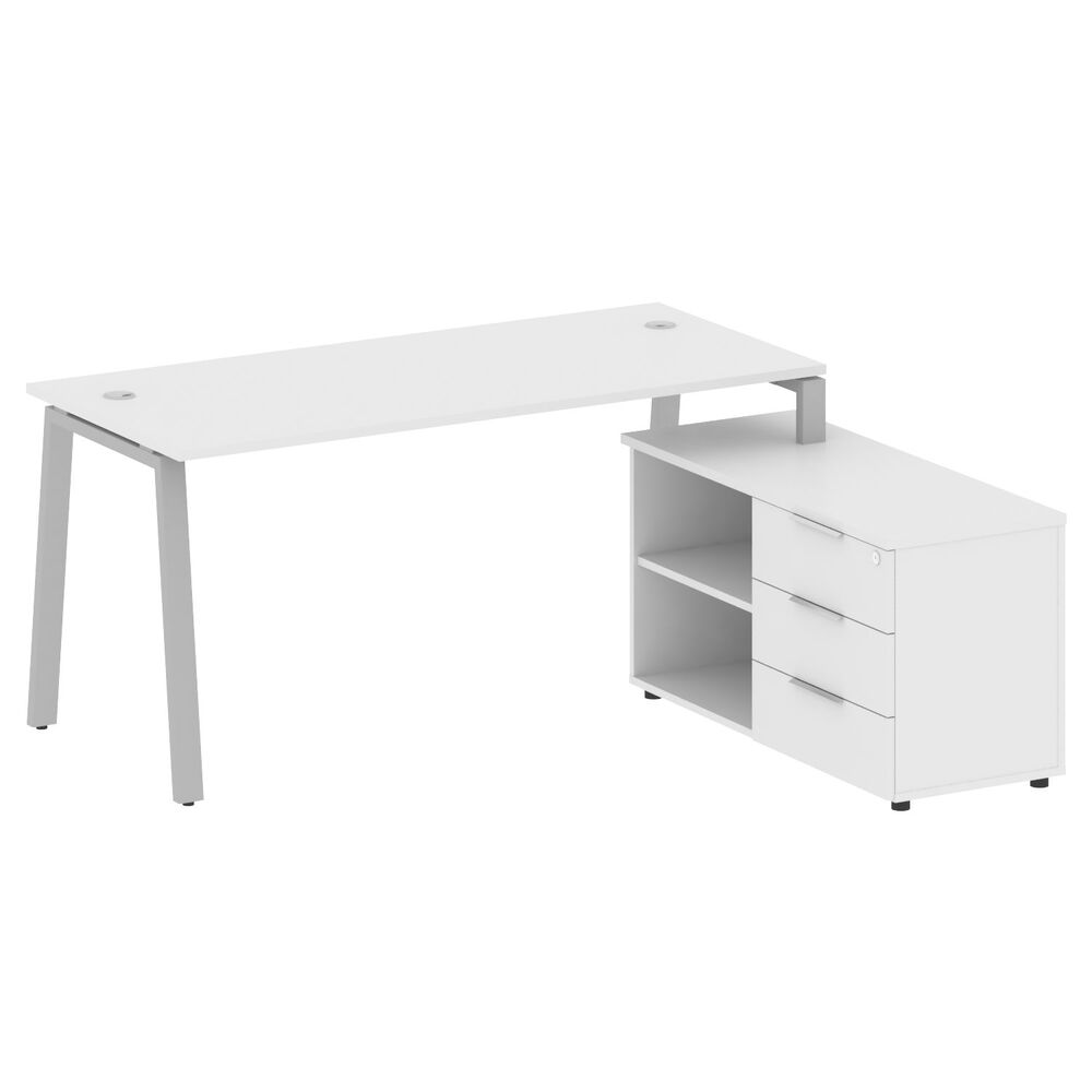 Рабочая станция на А-образном м/к с опорной тумбой правая