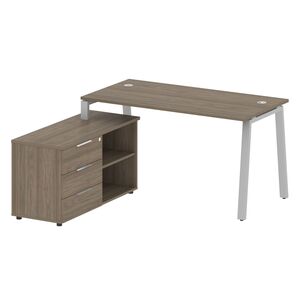 Рабочая станция на А-образном м/к с опорной тумбой левая