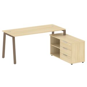Рабочая станция на А-образном м/к с опорной тумбой правая