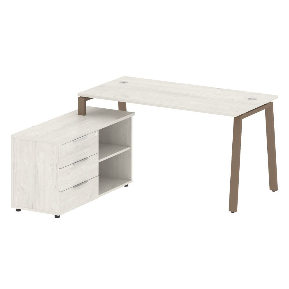 Рабочая станция на А-образном м/к с опорной тумбой левая