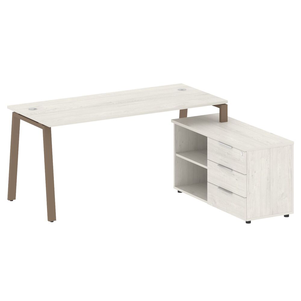 Рабочая станция на А-образном м/к с опорной тумбой правая