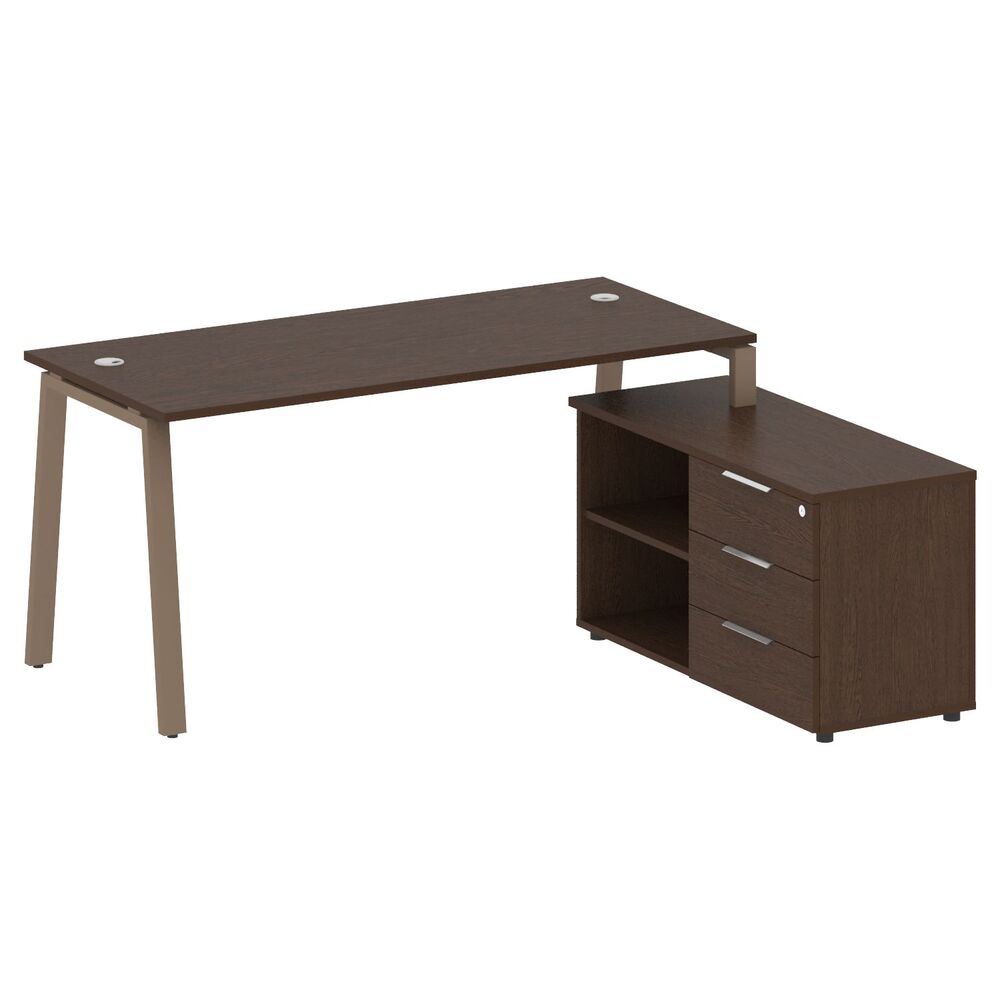 Рабочая станция на А-образном м/к с опорной тумбой правая