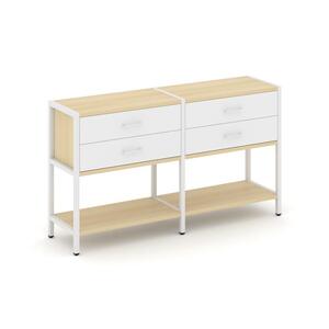 Двухсекционный стеллаж двухярусный с ящиками