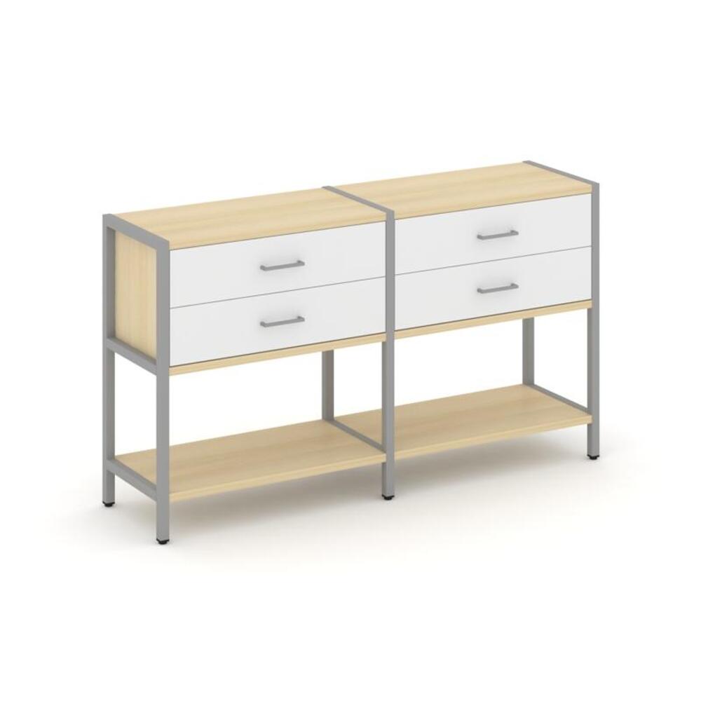 Двухсекционный стеллаж двухярусный с ящиками