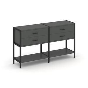 Двухсекционный стеллаж двухярусный с ящиками