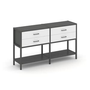 Двухсекционный стеллаж двухярусный с ящиками