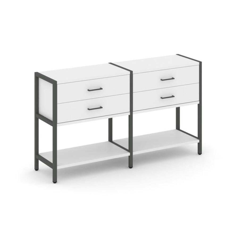 Двухсекционный стеллаж двухярусный с ящиками