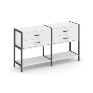 Двухсекционный стеллаж двухярусный с ящиками