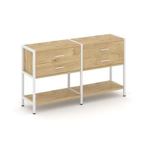 Двухсекционный стеллаж двухярусный с ящиками