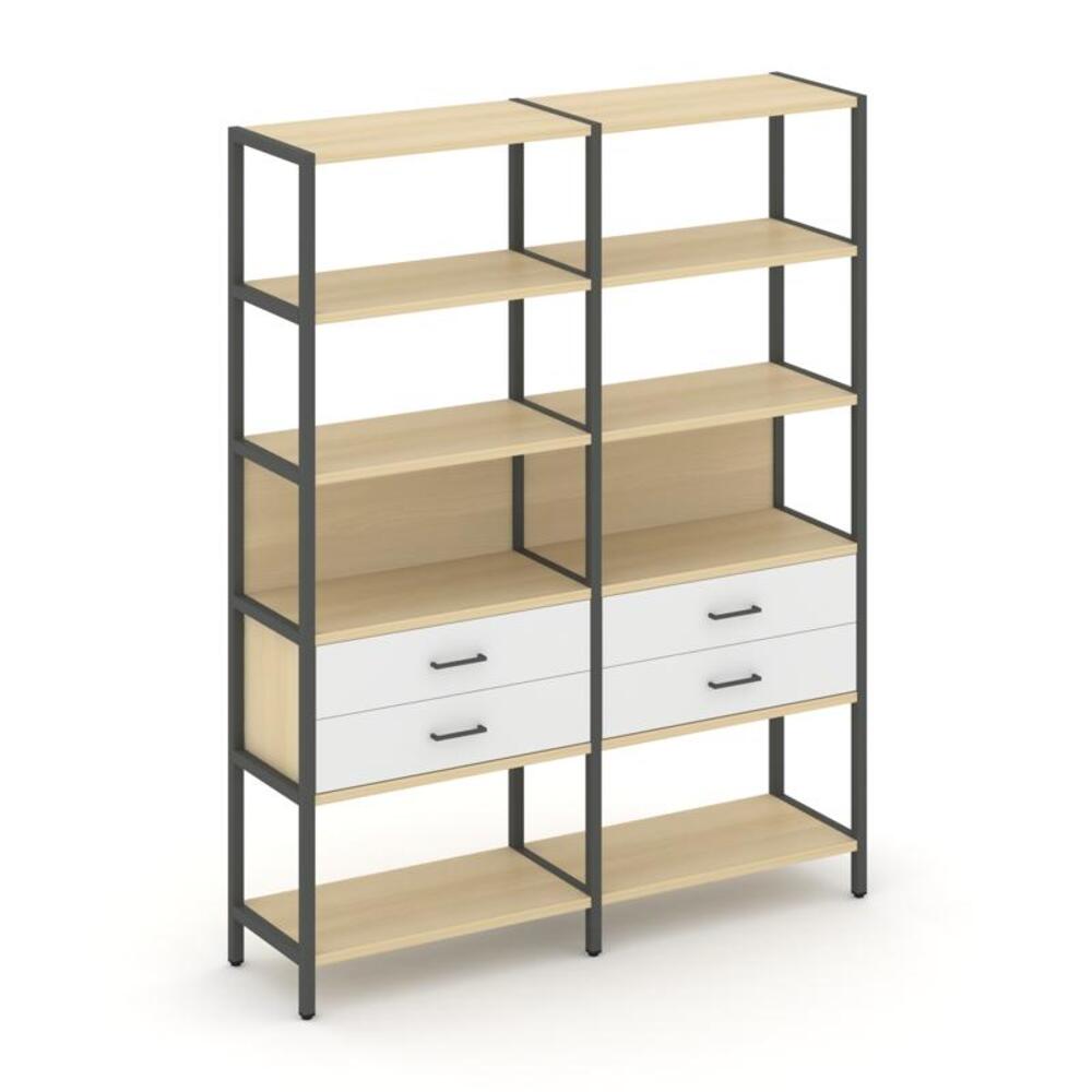 Двухсекционный стеллаж пятиярусный с ящиками