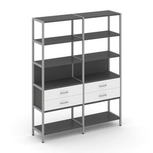 Двухсекционный стеллаж пятиярусный с ящиками