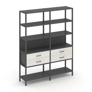 Двухсекционный стеллаж пятиярусный с ящиками