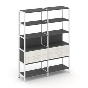 Двухсекционный стеллаж пятиярусный с ящиками