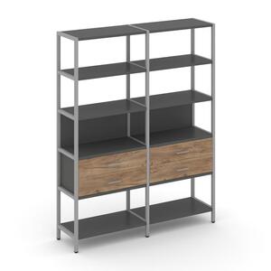 Двухсекционный стеллаж пятиярусный с ящиками