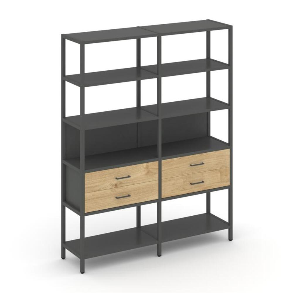 Двухсекционный стеллаж пятиярусный с ящиками