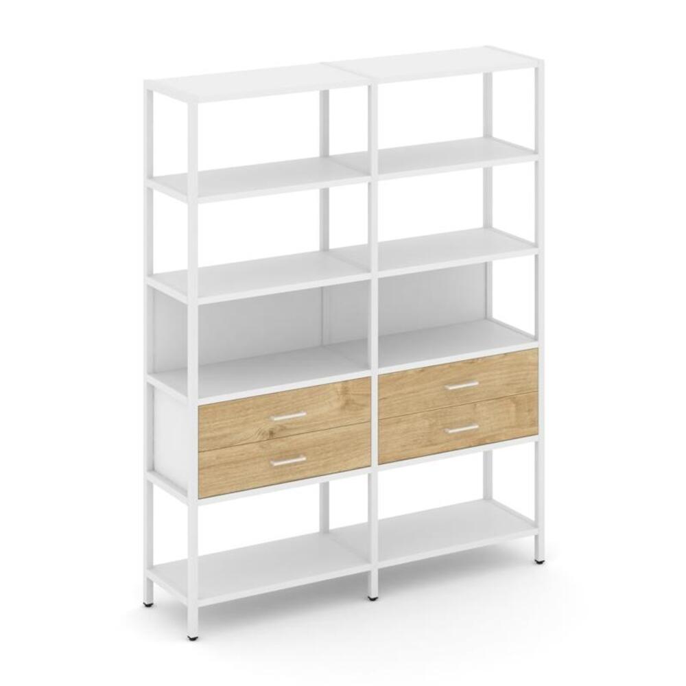 Двухсекционный стеллаж пятиярусный с ящиками