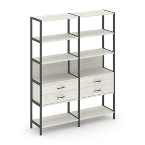 Двухсекционный стеллаж пятиярусный с ящиками