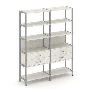 Двухсекционный стеллаж пятиярусный с ящиками