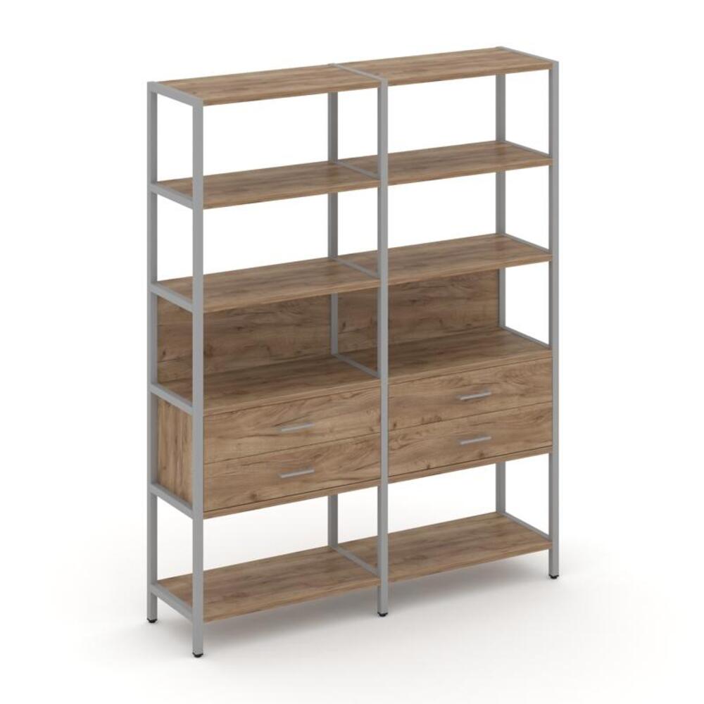 Двухсекционный стеллаж пятиярусный с ящиками