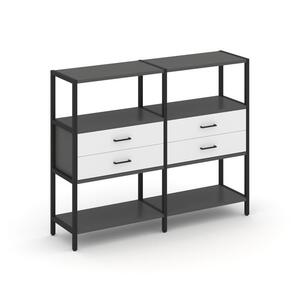 Двухсекционный стеллаж трехярусный с ящиками