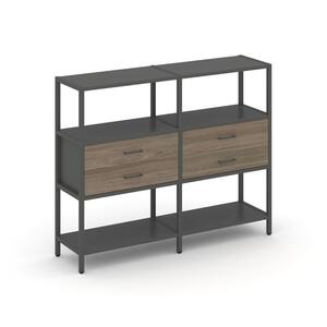 Двухсекционный стеллаж трехярусный с ящиками