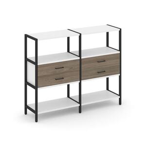 Двухсекционный стеллаж трехярусный с ящиками