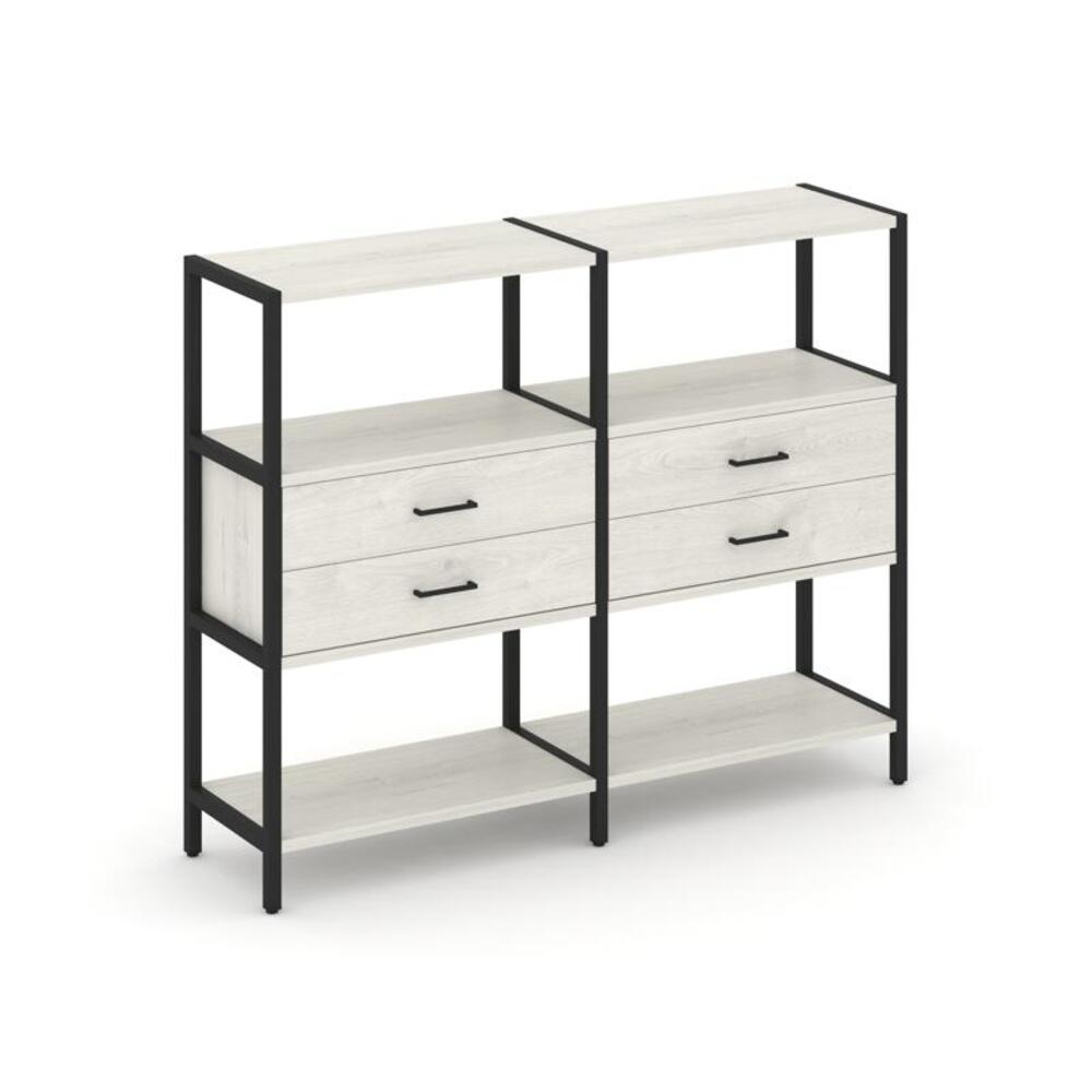 Двухсекционный стеллаж трехярусный с ящиками