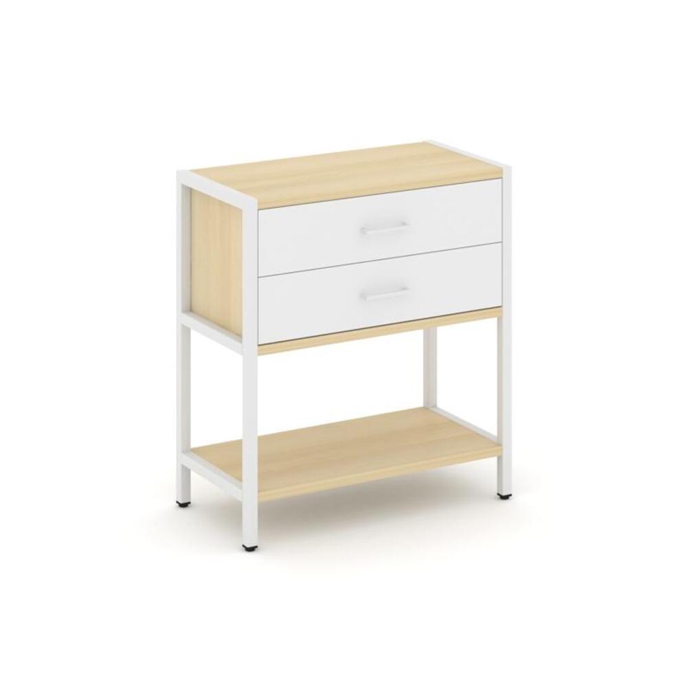 Односекционный стеллаж двухярусный с ящиками