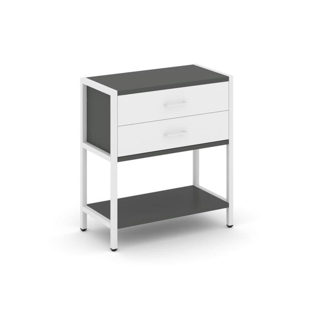 Односекционный стеллаж двухярусный с ящиками