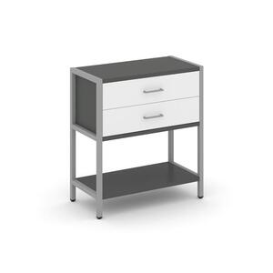 Односекционный стеллаж двухярусный с ящиками