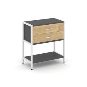 Односекционный стеллаж двухярусный с ящиками