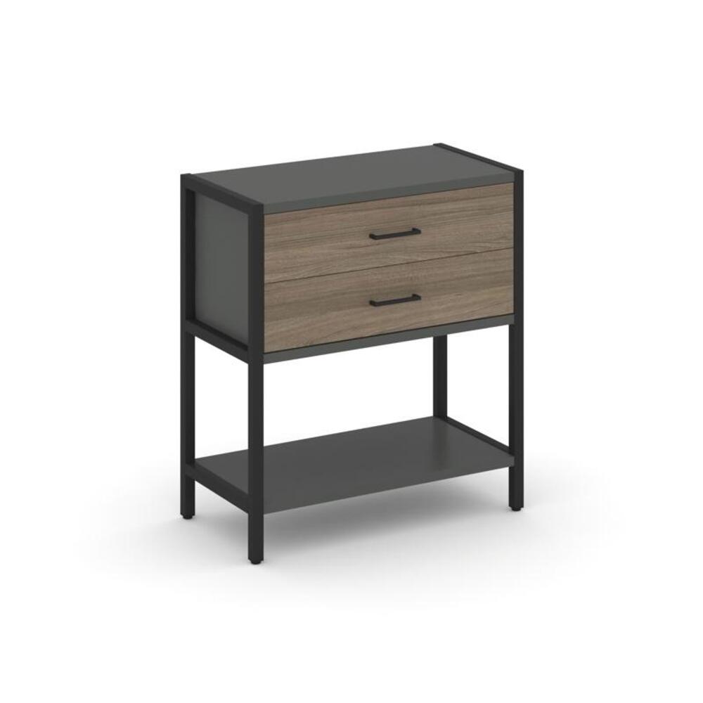 Односекционный стеллаж двухярусный с ящиками