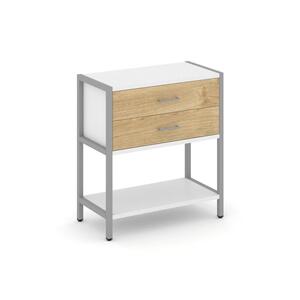 Односекционный стеллаж двухярусный с ящиками