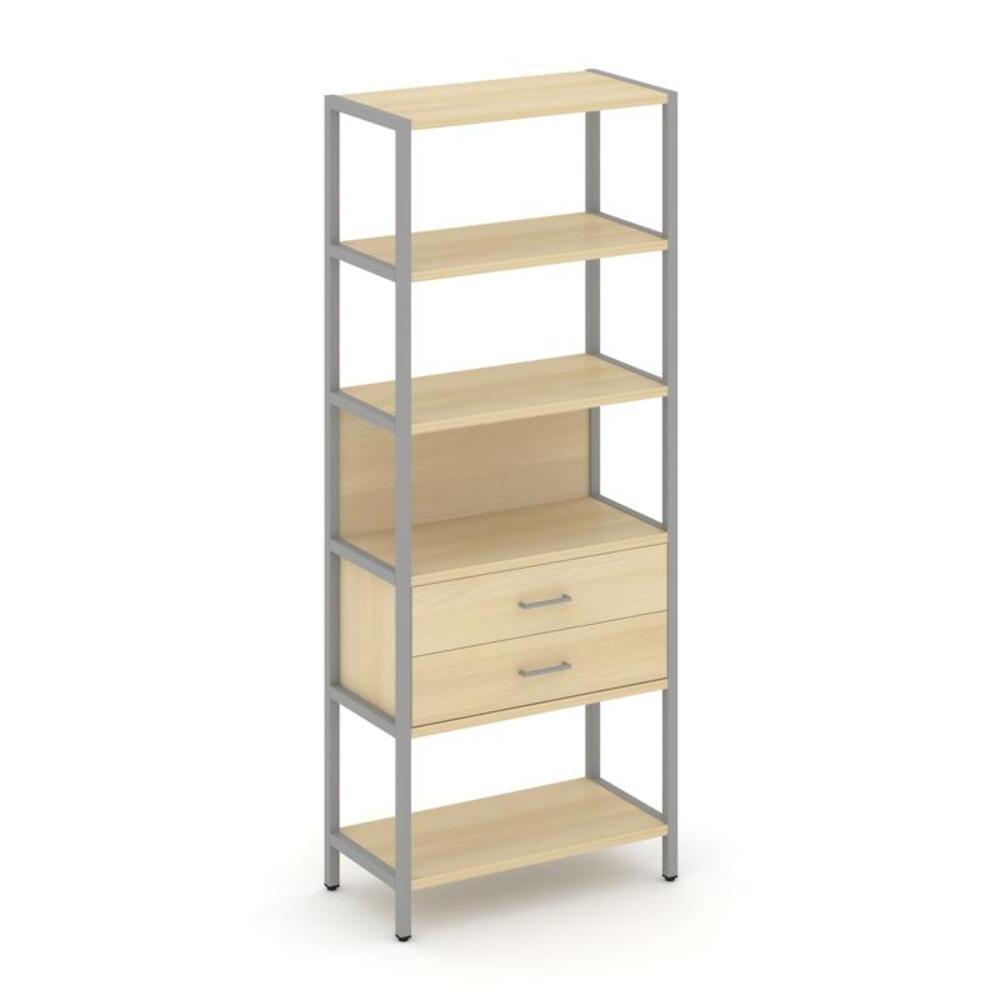 Односекционный стеллаж пятиярусный с ящиками