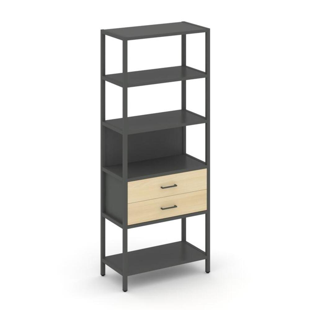 Односекционный стеллаж пятиярусный с ящиками