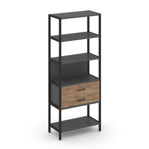 Односекционный стеллаж пятиярусный с ящиками